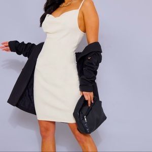 petite rib cowl neck dress